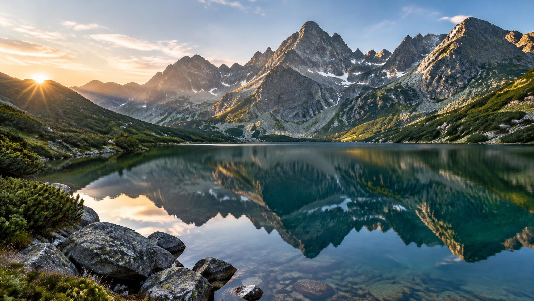 Mountain with a lake in the middle in the Tatras